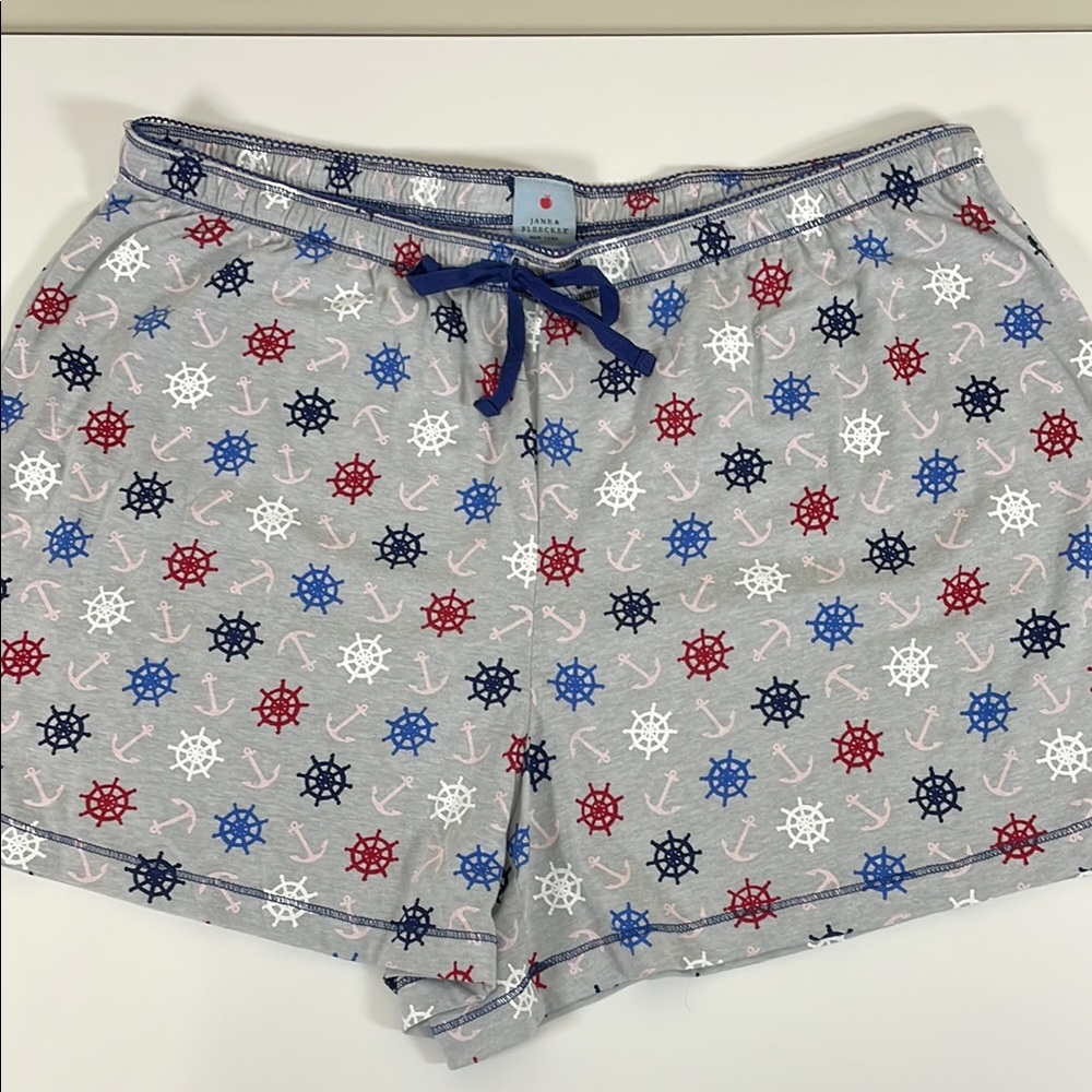 JANE & BLEECKER Women’s Nautical Print Pajama Shorts‎ Elastic Summer Cottage XL